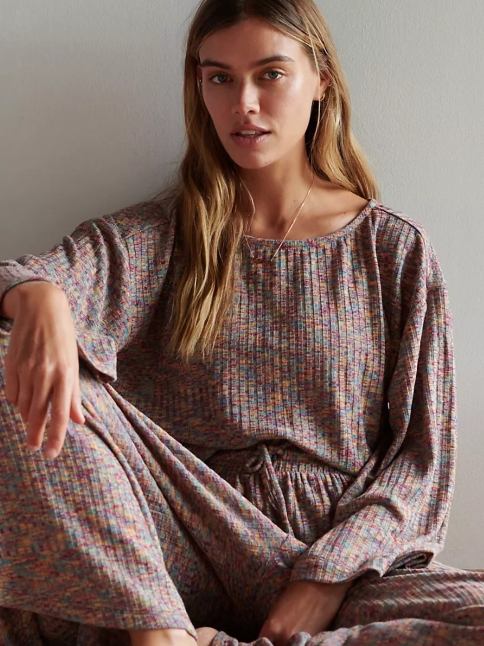 Anthropologie Daily Practice Space-Dyed Flouncy Pullover Open Back